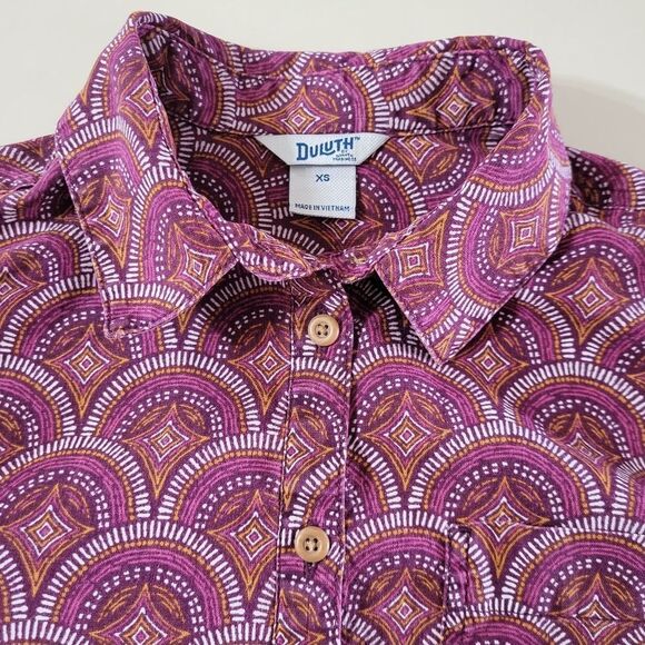 Duluth Trading Purple Patterned Artisan Hemp Long Sleeve Tunic - Picture 8 of 16